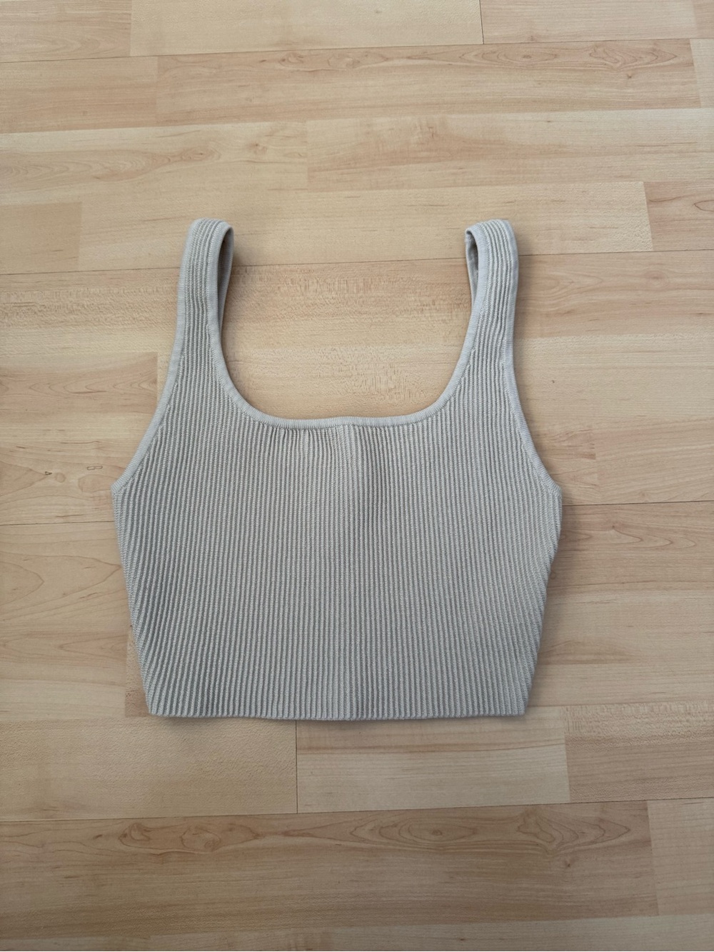 Aritzia Babaton Sculpt knit tank top Ribbed square neck Beige